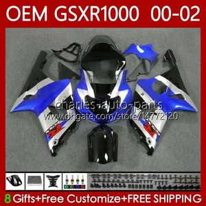 Blaue silbrige Spritzguss-Karosserien für Suzuki GSXR-1000 GSX R1000 GSXR 1000 CC 01-02 Karosserie 62Nr
