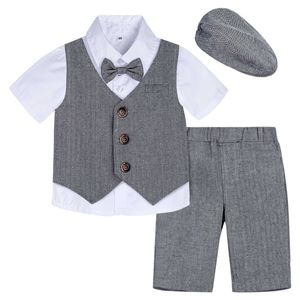 Baby Boys Wedding Outfit Dzieci Christening Formalny garnitur Zestaw Mały Dżentelmen Urodziny Ubrania Toddler Tuxedo Costume X0802