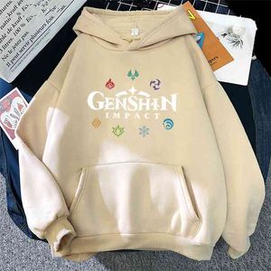 Gensshin Impact Bluzy Wiosna Kobiety Korea Kobieta Hoody Graphic Streetwear Ulzang Unisex Bluza Mężczyźni Harajuku Kurtka 210813