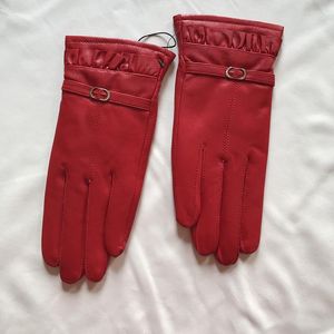 5本の指の手袋女性の秋の冬は温かいエレガント100 本物の革製グローブ女性ナチュラルスリムライディングドライビングR3270