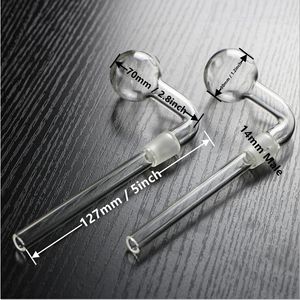 OEM Available Clear Glass Oil Burner Pipe 5inch Length 14mm Male Pyrex Nails Handle Burning Tube For Water Bong Smoking Pipes