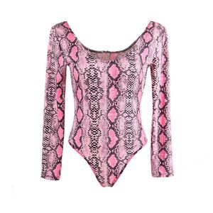 Comeondar erotica orm print kvinnor kropp mujer mode o-nacke kropp feminino para mulheres grå rosa sexig bodysuit r80838 y0927