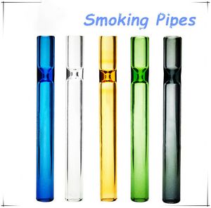 Tobacco Smoking Herb Pipe Cigarette Filters Tips With Flat Round Mouth Holder Glass Small Cute Pyrex Glass Tube for Rolling Papers Wholesale