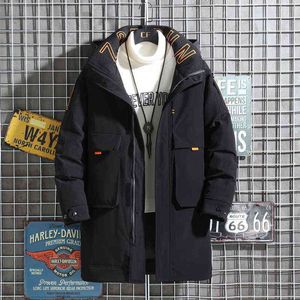 Men's Down Parkas 2021 Winter Jacket Thick Coat Hooded Warm Mid-Length Parka White Duck Fashion Men T220921