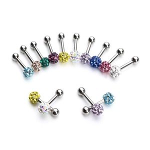 Stud LOULEUR 1Pair/lot 10 Colors Stainless Steel Earrings For Women Multicolor CZ Crystal Ball Screw Back