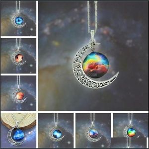 Wisiorek naszyjniki wisiorki biżuteria Vintage gwiaździsty księżyc kosmos wszechświat kamień szlachetny Mix modeli Drop Delivery 2021 G5Fh7