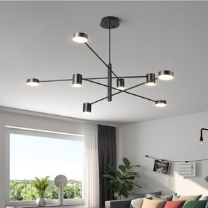 Lampadari Modern Fashion Black Gold White Long Led Soffitto Lampadario a sospensione Lampada per sala Cucina Soggiorno Camera da letto a soppalco