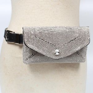 Waist Bags Women Bag Ladies Diamonds Belt Detachable PU Leather Fanny Pack Female Mobile Coin Purse Handy Girl Packs