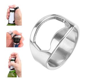 Partihandel Portable Mini Ring Beer Bottle Opener Rostfritt Stål Finger Ring-Shape Bottle Beers Cap Opening Remover Kök Bar Verktyg