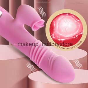 Massage Tongue Licking Vibrating Dildo Telescopic Rotating Vibrator Female Anal Vagina Clitoral Stimulator Adult Masturbation Sex Toys