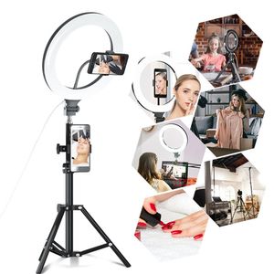Adjustable Foldable Selfie Monopods Portable Tripods for Beauty Video Live Broadcast Streaming with 10 or 6 Inches LED Selfies Light Ring on Sale