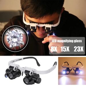 LED Head-mounted Watch Maintenance Magnifier Double Eyes Magnifying Glasses With Light