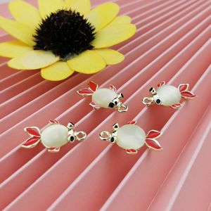 10 pcs gato olho de pedra ouro peixe esmalte encantos chic metal gem peixes pingentes caber diy acessórios de jóias bracelete brincos de pulseira Encontrar