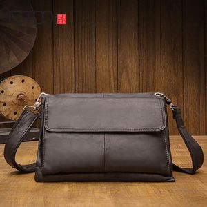 HBP Aetoo Trendy Mäns axelväska, Casual Fashion Messenger Bag, Läder Personlighet Mäns Väska