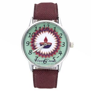 Wristwatches Diwali Festival India Lantern Pattern Ladies Watches Fashion Accessories Gifts Canvas Band Casual Sport Men Women Quartz Watch