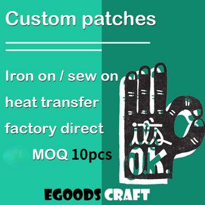 Aangepaste ontwerp stof borduurwerk badge kwaliteit merk geborduurde stickers warmteoverdracht papier vinyl kleding accessoires patch