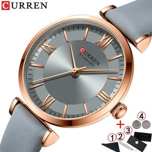 Curren Women Wrist Watches Luxury Brand Elegant Charms Ladies Watches Leather Strap Female Watches For Women Montre Femme 210527