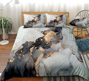 Azul Marble Bedding Set Marble Texture Textura Conjunto Azul Cama de Roupa Cama Gray Grupo Meninos Meninas Home Têxtil Moderna Bedclothes C0223