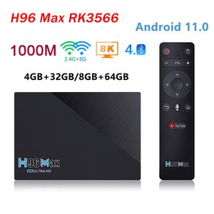 H96 MAX RK3566 Quad-Core Android 11 TV BOX 8GB RAM 64GB ROM 1000M 2.4G/5G Wifi BT4.0 H96MAX 4K Media Player