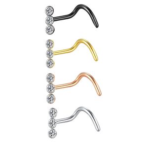 TIANCIFBYJS farbiges Ohrstecker-Set aus 316L Edelstahl für Damen und Herren, CZ-Kristall, Nasenpiercings, 20 g, Schraub-Piercing-Schmuck