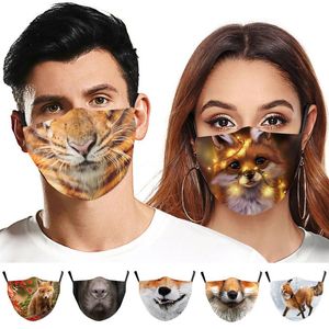 Juldekorationer halloween roliga djur tiger hund mun cosplay masker kvinnor män unisex ansikte mascarilla dekoration återanvändbar bomull