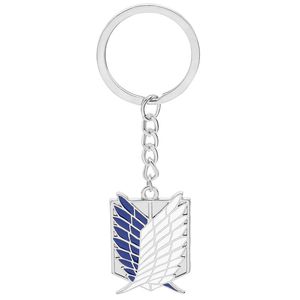 Party Favor Cartoon Keychain Srebrny Niebieski Kwadrat Metal Atakujący Gigantyczne Dochodzenie Korpusu Logo Breloki indywidualnie Zapakowany rozmiar 2.6cm * 3,7cm