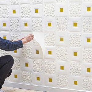 70x70 cm Sequins ile 3D Duvar Çıkartmaları Şerit Altın Kırmızı Mor Anti-kirlenme Tavan ve Duvar Dekorasyon için Kokusuz Duvar Kağıdı 211124