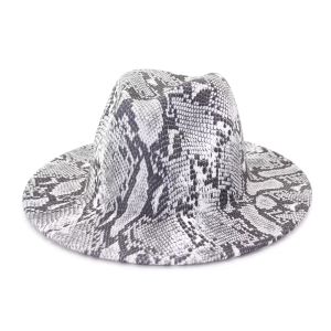 Ormtryck jazz cowboy hatt för kvinnor män höst vinter mode ull wide brem cap unisex bowler fedora hatt