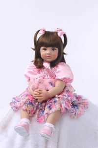 60cm Silikonowy Reborn Baby Doll Zabawki Księżniczka Maluch Dolls Girls Brinquedos Wysokiej Jakości Limitional Collection Dolls Q0910