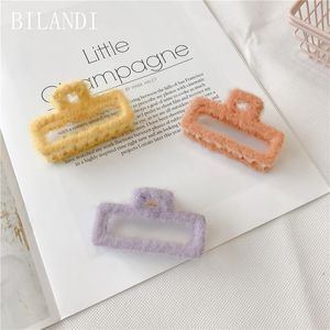 Fermagli per capelli Barrettes Bilandi Fashion Floccaggio Clip Design elegante Barrette geometriche quadrate Accessorio per testa a forcina colorato per ragazza donna