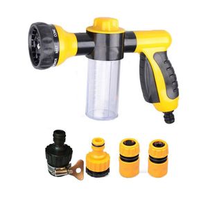 Vattenutrustning Mönster Spray munstycken Blandad konfiguration Trädgårdsslangfästningssprutmunstycke med behållare för tvål eller befruktning