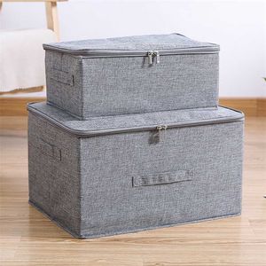 Cotton And Liene Storage Box With Cap Clothes Socks Toy Snacks Sundries Oraganier Set Household organizer 211102