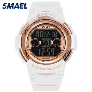 Смотреть часы SMAEL Digital Sport женщины мода наручные часы для девочек цифровые часы лучшие подарки для девочек 1632B спортивные часы водонепроницаемый Q0524