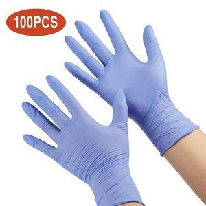 100 PCSキッズ使い捨て手袋紫色のニトリル手袋フリーラテックスフリーポーダーフードグレードクラフトペインティングクッキングクリーニングY200421