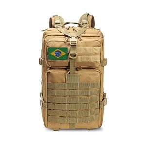 50L Capacity Men Army Military Tactical Large Backpack Waterproof Outdoor Sport Hiking Camping Hunting Rucksack Brazilian flag 220216