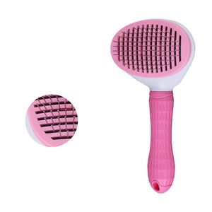 Hårborttagning Comb Dog Grooming Brush Rostfritt stål Katter Kammar Automatiska Non-Slip Penslar För Katter Rengöringsmedel