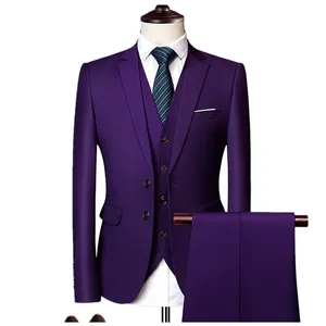 Mens Fashion Slim Fit Business Casual Groomsman Three-piece Suit Wedding Suit Sets For Men Clothing