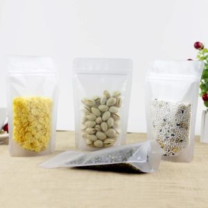 100 pcs Lot fosco fosco bolsa de zíper bolsas reutilizável armazenamento selável levanta sacos de plástico para lanches de alimentos secos embalagem