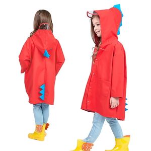 Cute Dinosaur Raincoat Waterproof Children Kids Rain Jacket Boys Girls Rain Coat Outdoor Trench Poncho Student Rainwear 210925
