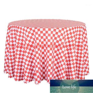 1PCS Polyester Plaid Gedruckt Tisch Abdeckung Dekoration Hochzeit Bankett Hotel Quadratischen Tisch Tuch Rot Schwarz Blau Runde Tischdecken1