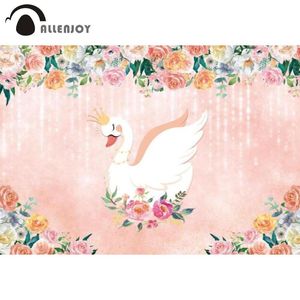 Other Event & Party Supplies Allenjoy Swan Backdrop Pink Flowers Girl Birthday Baby Shower Born Baptism Custom Pography Background Pozone