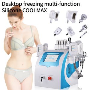 Bärbar 6 i 1 Cryolipolysfett Fräsfrysande bantningsmaskin med 2 Cryo Handtag 40KHz Cavitation RF Lipolaser Body Sculpting Utrustning