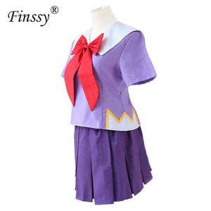 Anime 2nd Mirai Nikki Gasai Yuno Lolita Sailor Cosplay Costume Loli Bow Short Skirt Wig Length 80cm For Women Y0913