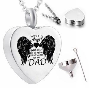 Feather Pendant Necklace Angel Wings Cremation Jewelry Souvenir Memorial Dear Daddy