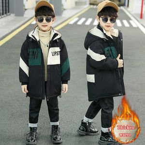 Children's Autumn Winter New Warm Cotton Coat Big Boy Fashion Plus Fleece Parkas Clothing Windbreaker For Kids Coats TZ702 H0909