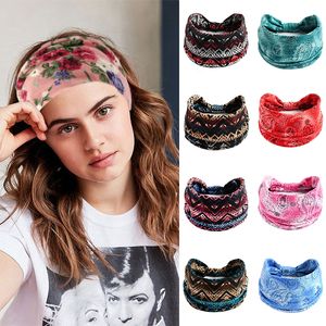 Bohemian Women Headpiece Stretch wide Headbands Turban Hair Accessories Yoga sports Bandage Hairbands Cotton Headwrap Headwear