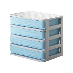 Badrumsförvaringsorganisation Kosmetisk arrangör Makeup Beauty Make Up Drawers Box, Blue-4-lager