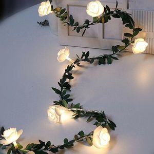 Paski Miedź Drut LED Wairy String Light Wall Róża Kwiat Liść Garland Home Decor Wiszące Wakacje na ślubne Okno Chrismas Event