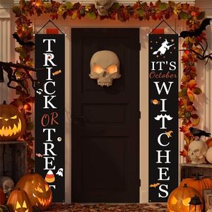 Halloween-Dekoration für den Außenbereich, Süßes oder Saures und Halloween-Willkommensschild, dekoriert mit Oktoberhexe-Haustür Y201006