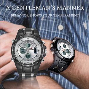 MIZUMS 8017 Orologio elettronico da uomo Orologi sportivi al quarzo Doppio movimento Impermeabile Quadrante grande Orologi da polso da uomo Relogio Masculino G1022